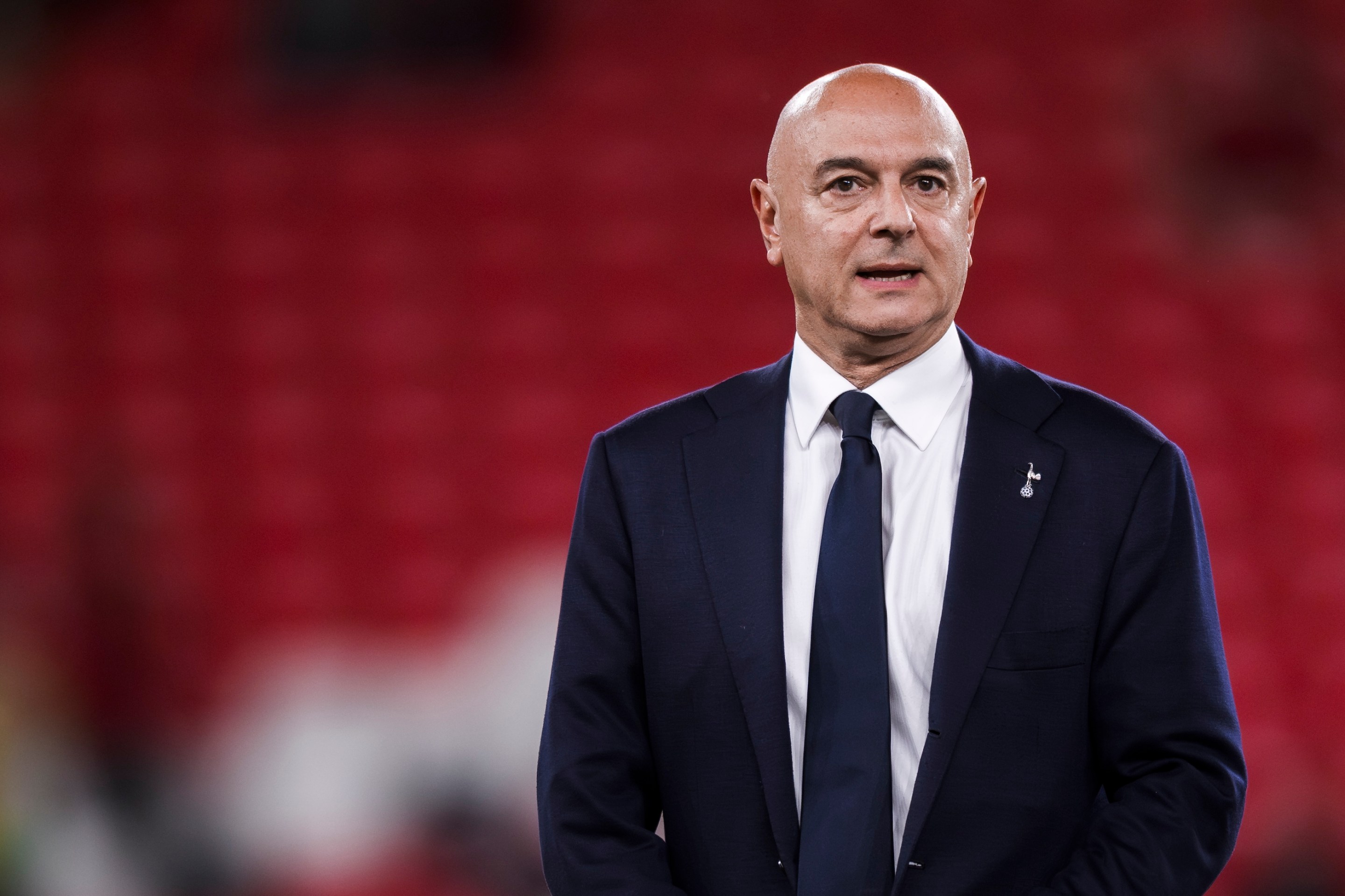 Daniel Levy, chairman of Tottenham Hotspur FC, looks on during the award ceremony following the UEFA Europa League final football match between Tottenham Hotspur FC and Manchester United FC in May of 2025.