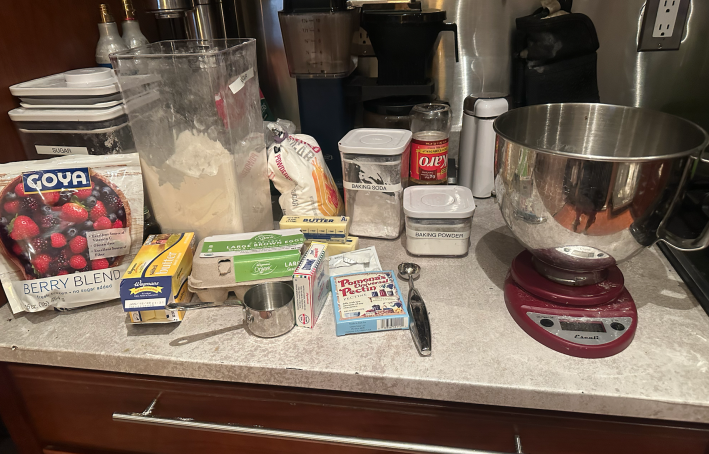 Kelsey's ingredients arranged on a countertop.