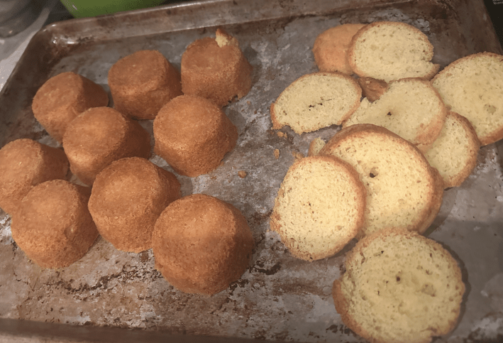 Cupcakes with tops cut off.