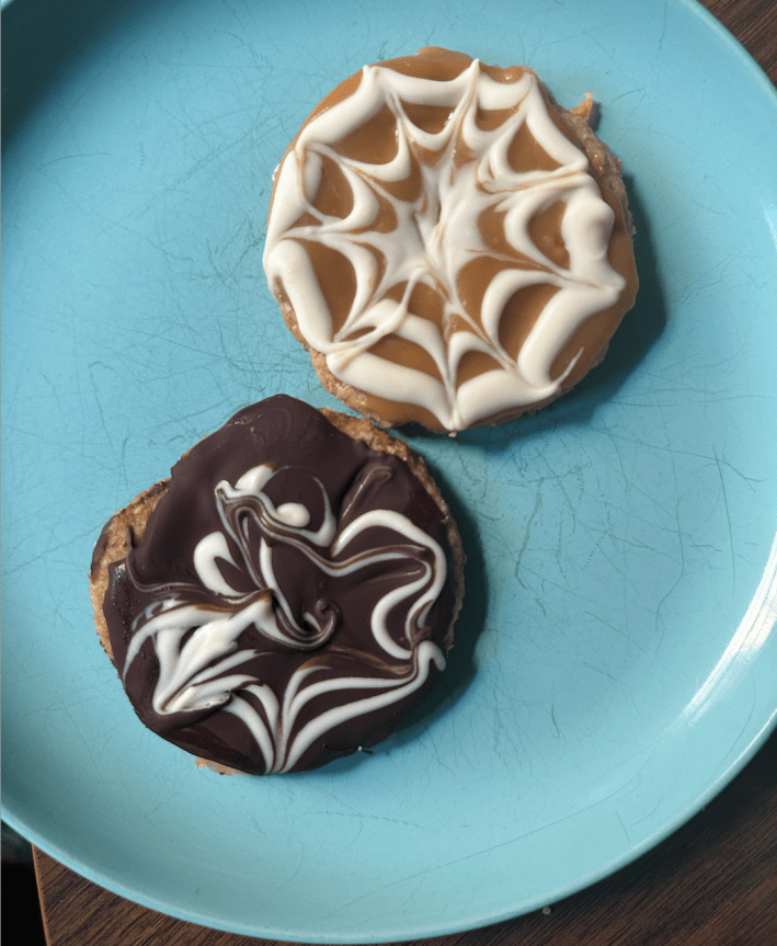 Two finished hobnobs