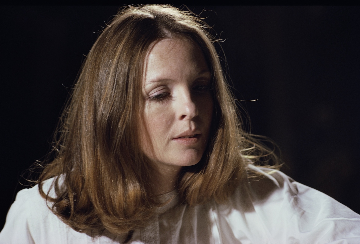 American actress Diane Keaton during the filming of 'Love and Death', November 1974. The film was written and directed with Woody Allen, who also co-starred in it.
