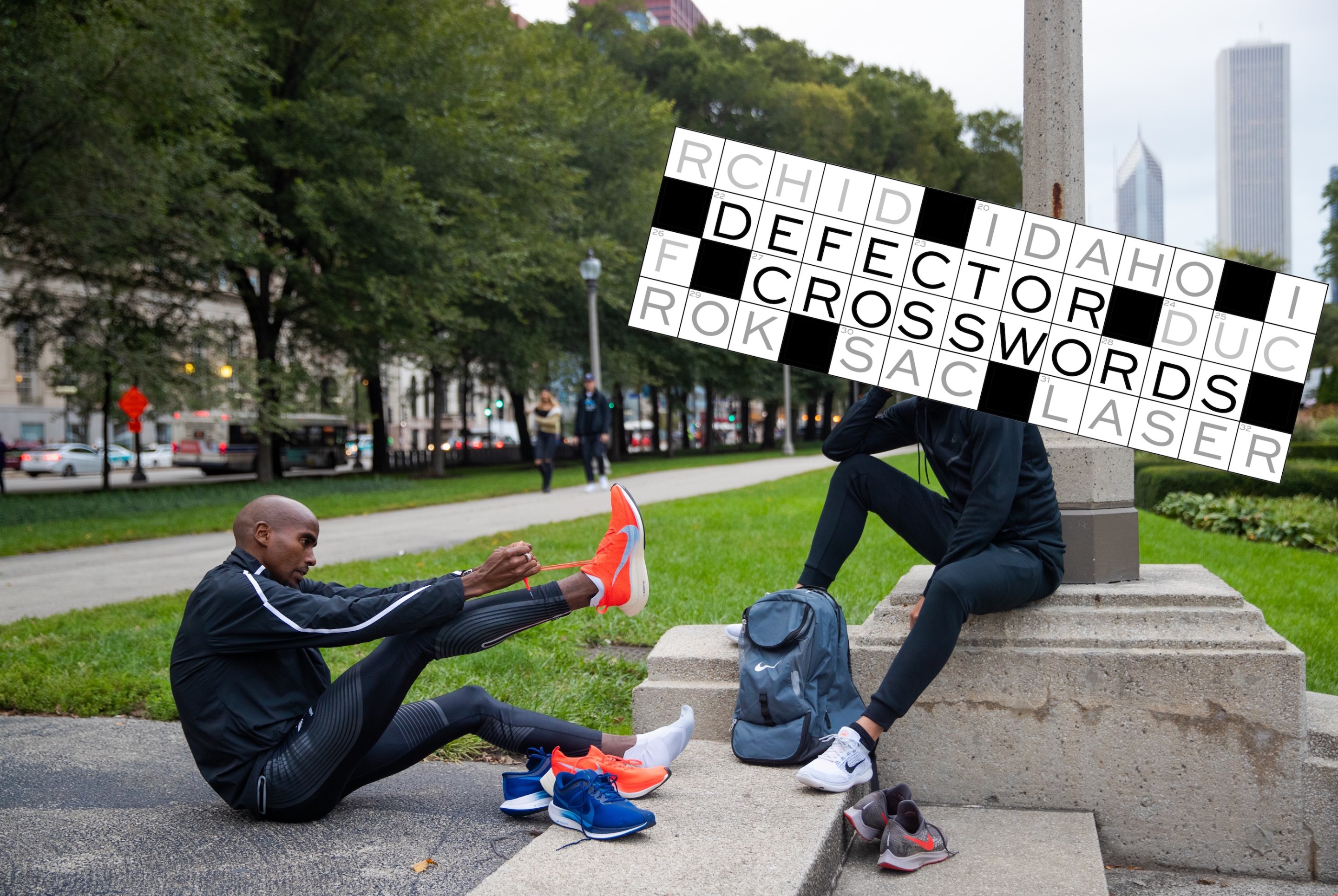 Coach Gary Lough watches as Mo Farah tries his race shoes the day before the Chicago Marathon on October 07, 2018 in Chicago, United States. This image is part of a series following Mo Farah behind the scenes in his journey towards the Tokyo Olympics. Farah is a multiple Olympic, World and European champion and Britain's most successful track athlete in modern Olympic Games history.