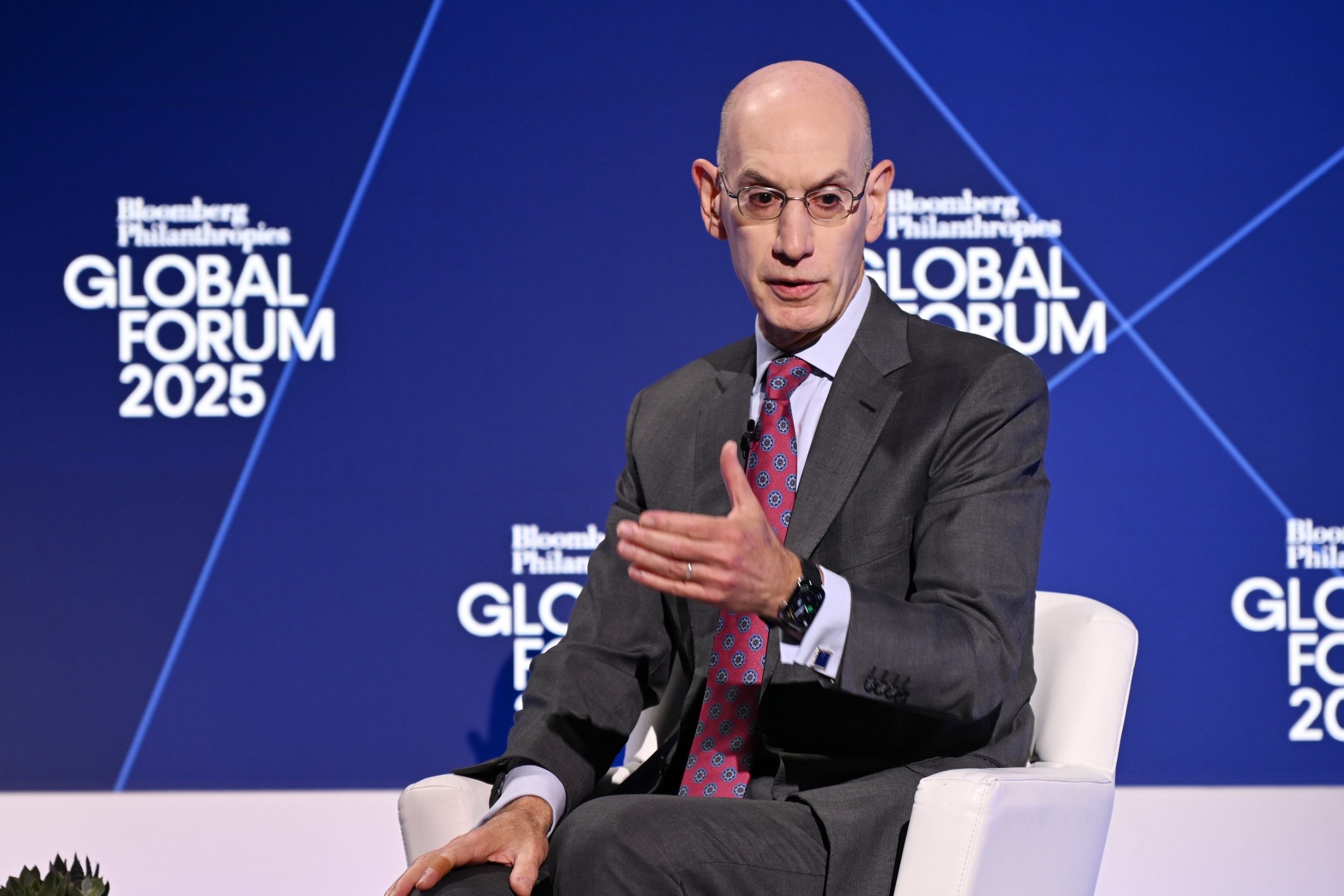 NBA commissioner Adam Silver speaks onstage at the Bloomberg Philanthropies Global Forum 2025 at The Plaza Hotel on September 24, 2025 in New York City.