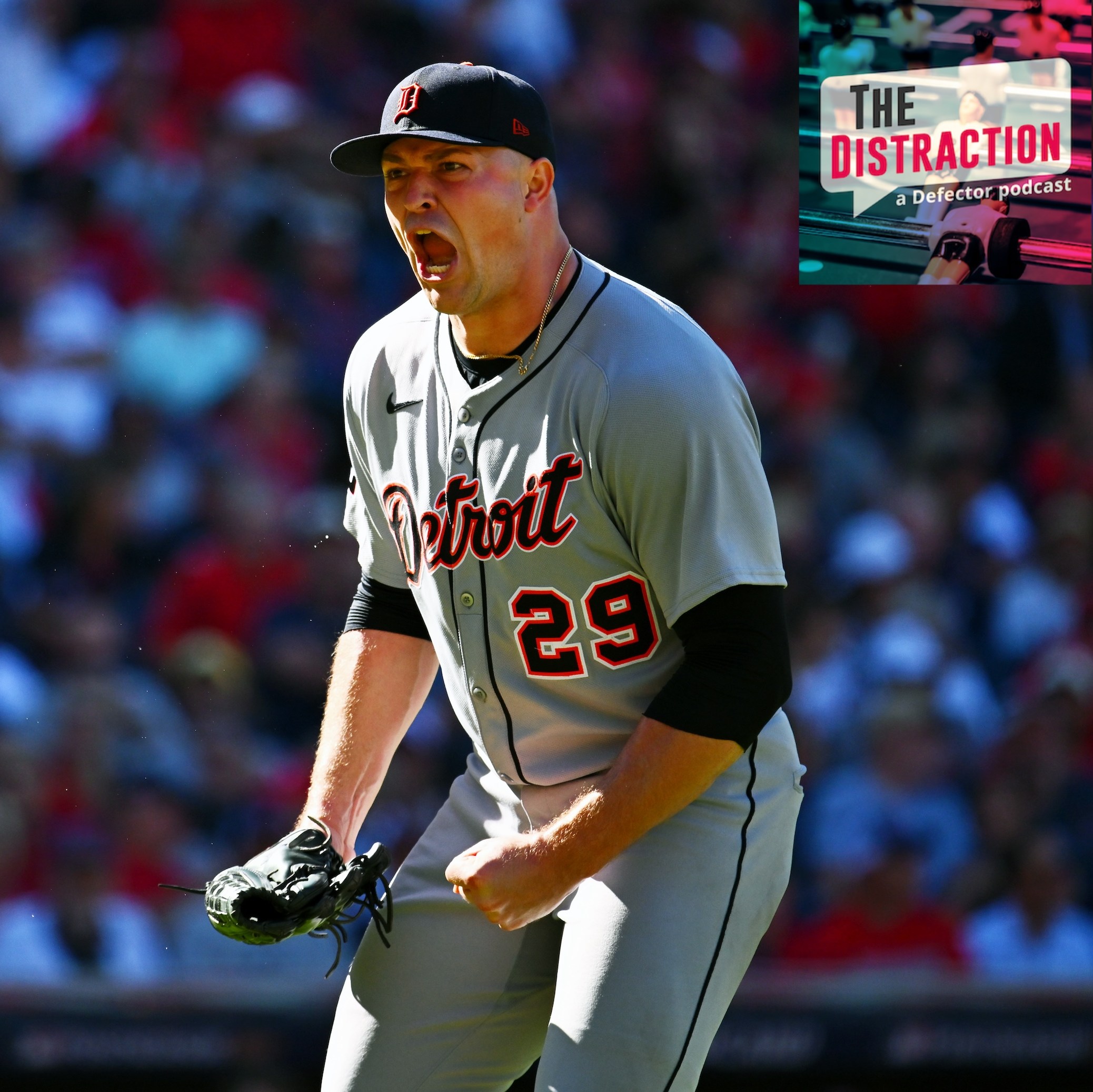 Tarik Skubal of the Detroit Tigers reacts during Game One of the American League Wild Card Series between the Detroit Tigers and the Cleveland Guardians.