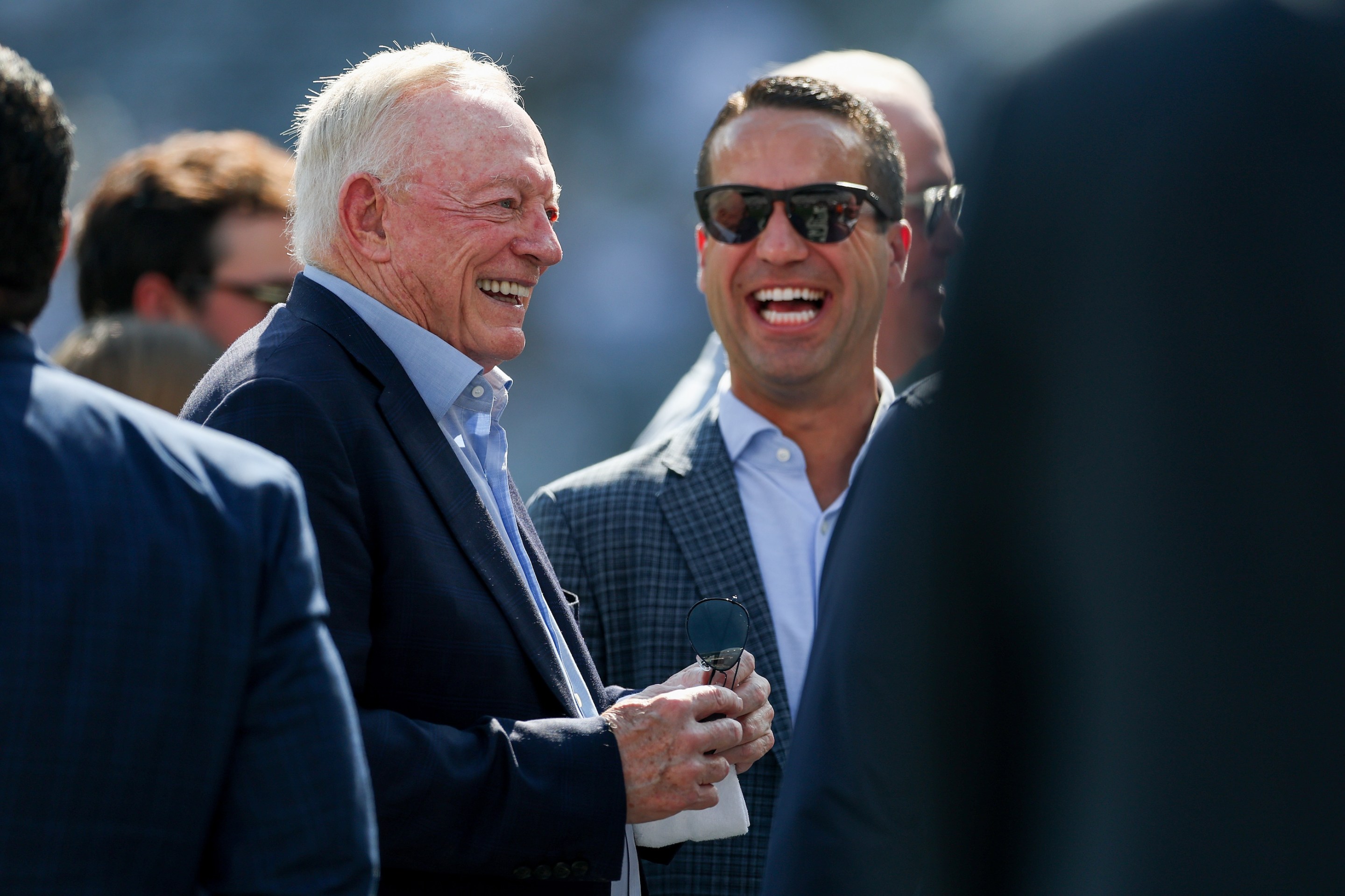 Dallas Cowboys owner Jerry Jones is seen on the field prior to the game against the New York Jets at MetLife Stadium on October 5, 2025 in East Rutherford, New Jersey.