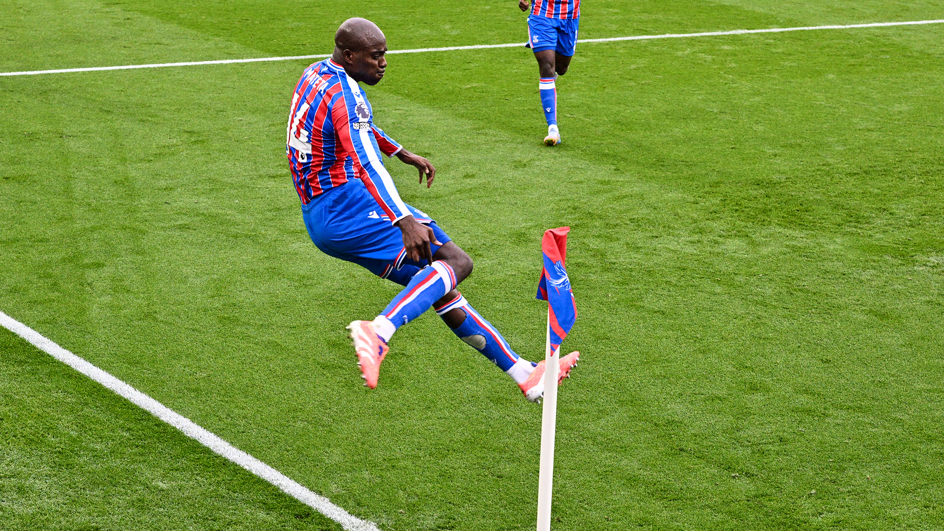 Jean-Philippe Mateta of Crystal Palace celebrates after scoring his team's second goal during the Premier League match between Crystal Palace and Bournemouth at Selhurst Park on October 18, 2025 in London, United Kingdom.
