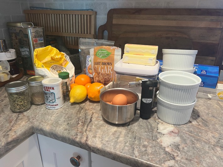 Ingredients arranged on a countertop.