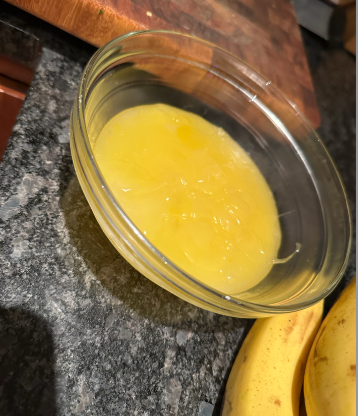 bowl of yellow gloop on the counter