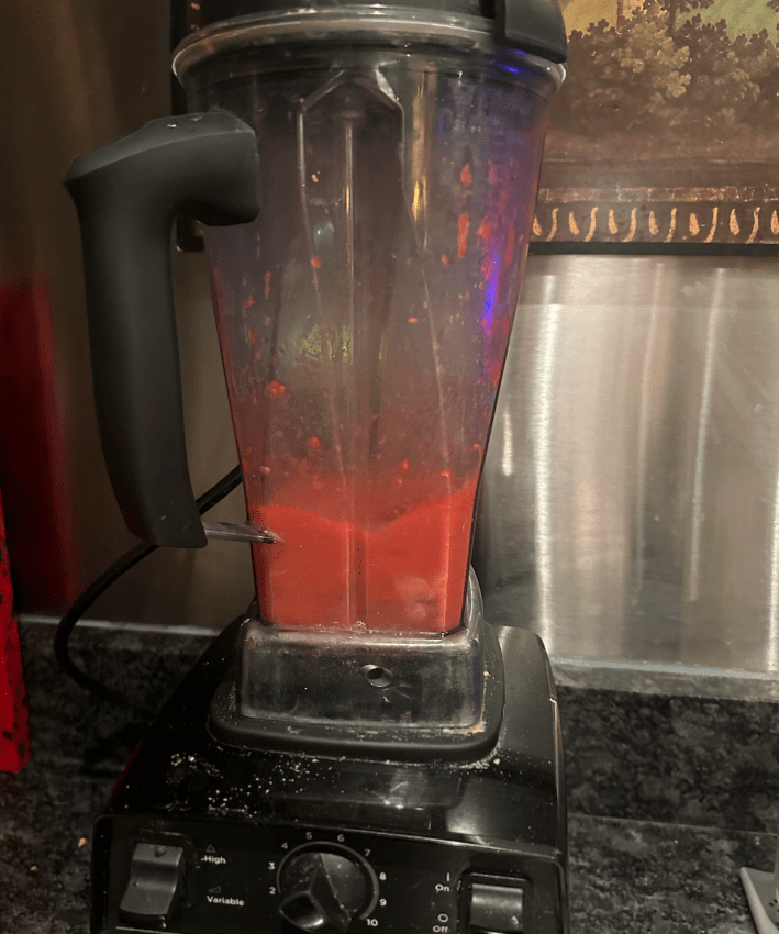 red liquid in a blender