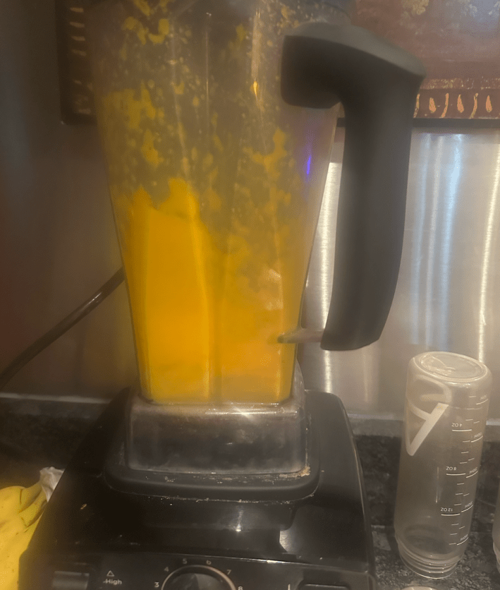 orange goo inside blender