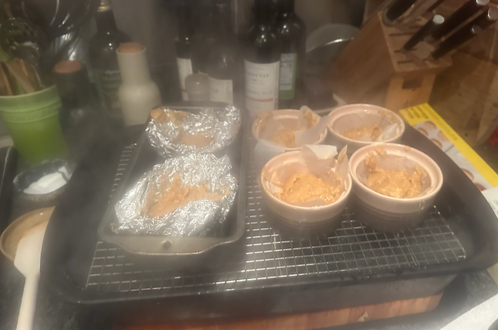 steamy photo of pudding mush in ramekins