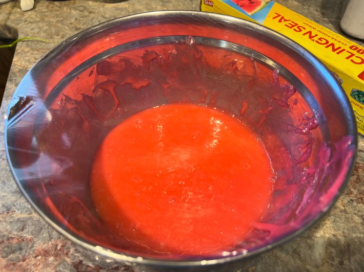 Congealed pink slime.