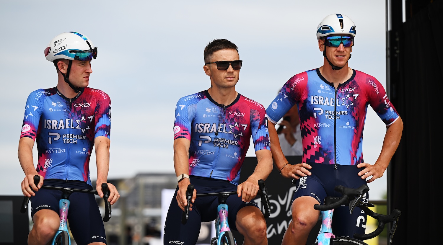 Alexey Lutsenko of Kazakhstan and Team Israel - Premier Tech (C) with teammates prior to the 112th Tour de France 2025, Stage 1 a 184.9km stage from Lille to Lille / #UCIWT / on July 05, 2025 in Lille, France.