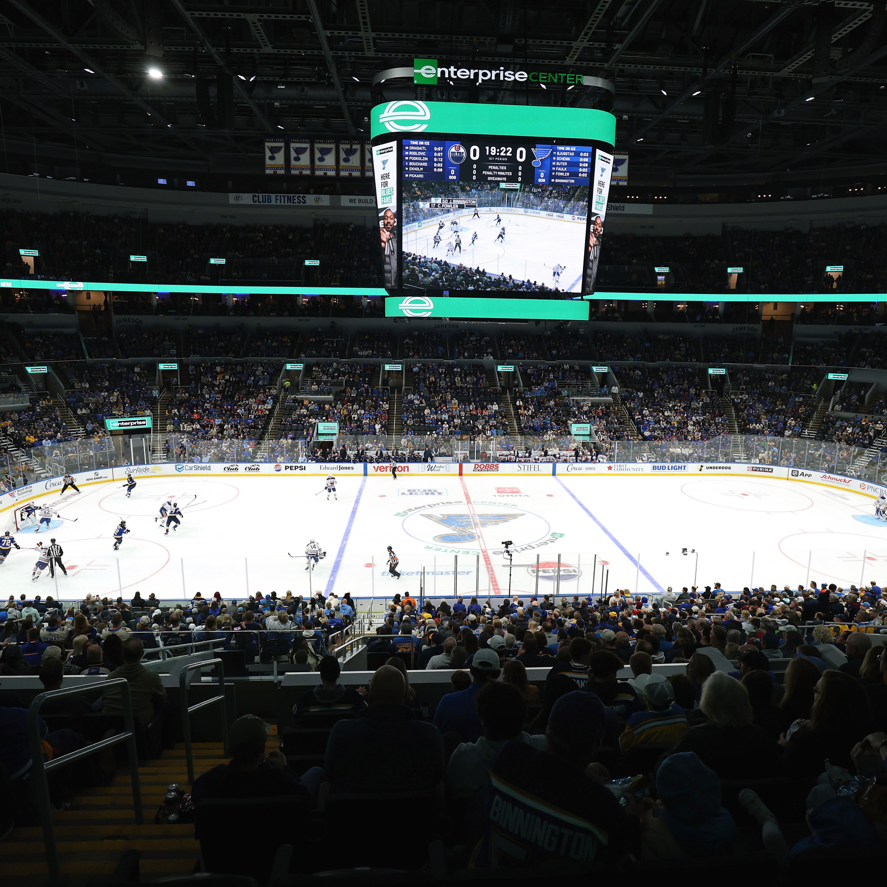 A general view of the Enterprise Center during a game between the St. Louis Blues and the Edmonton Oilers