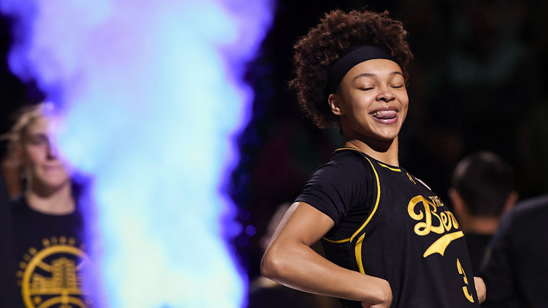 Hannah Hidalgo #3 of the Notre Dame Fighting Irish takes the court before a game against the Chicago State Cougars at Purcell Pavilion at the Joyce Center on November 9, 2025 in South Bend, Indiana.