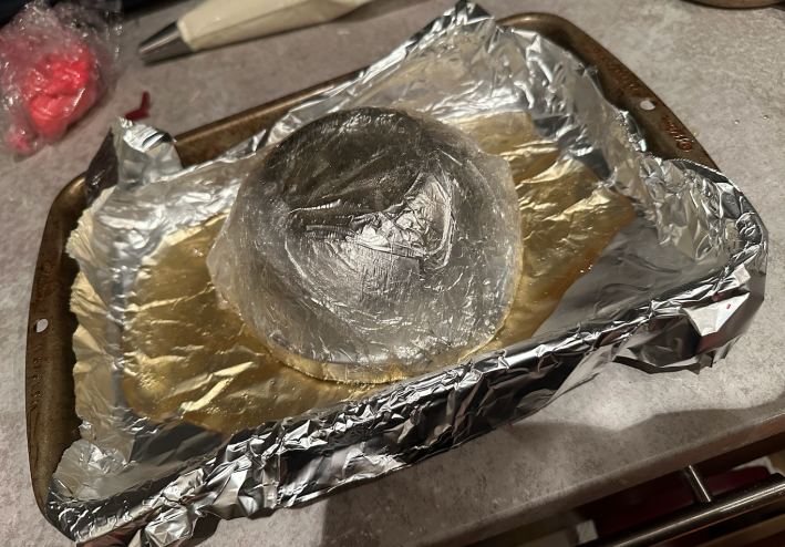 bowl surrounded by syrup