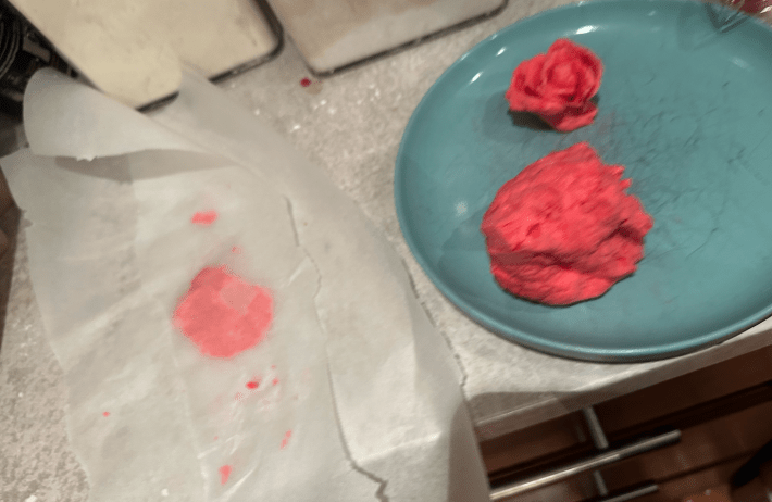 blurry photo of pink fondant