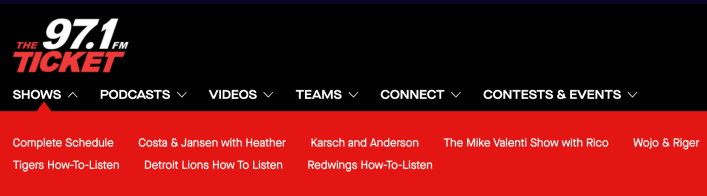 A lineup of shows on 97.1 the ticket: Costa & Jansen with Heather Karsch and Anderson The Mike Valenti Show with Rico Wojo & Riger