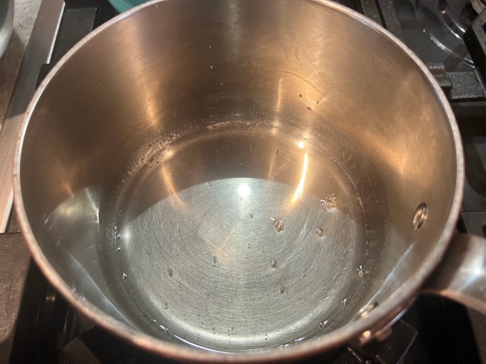 Sugar melted in water.