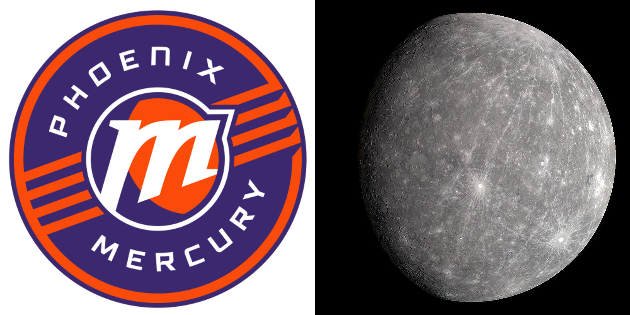 The Phoenix Mercury logo and the planet Mercury.