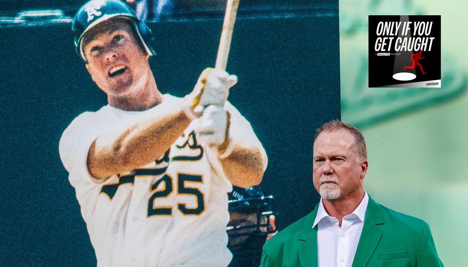 OAKLAND, CA - SEPTEMBER 21: Former first baseman Mark McGwire of the Oakland Athletics stands on the field during the team"u2019s Hall of Fame ceremony before the game against the Texas Rangers at the RingCentral Coliseum on September 21, 2019 in Oakland, California. The Oakland Athletics defeated the Texas Rangers 12-3. (Photo by Jason O. Watson/Getty Images)