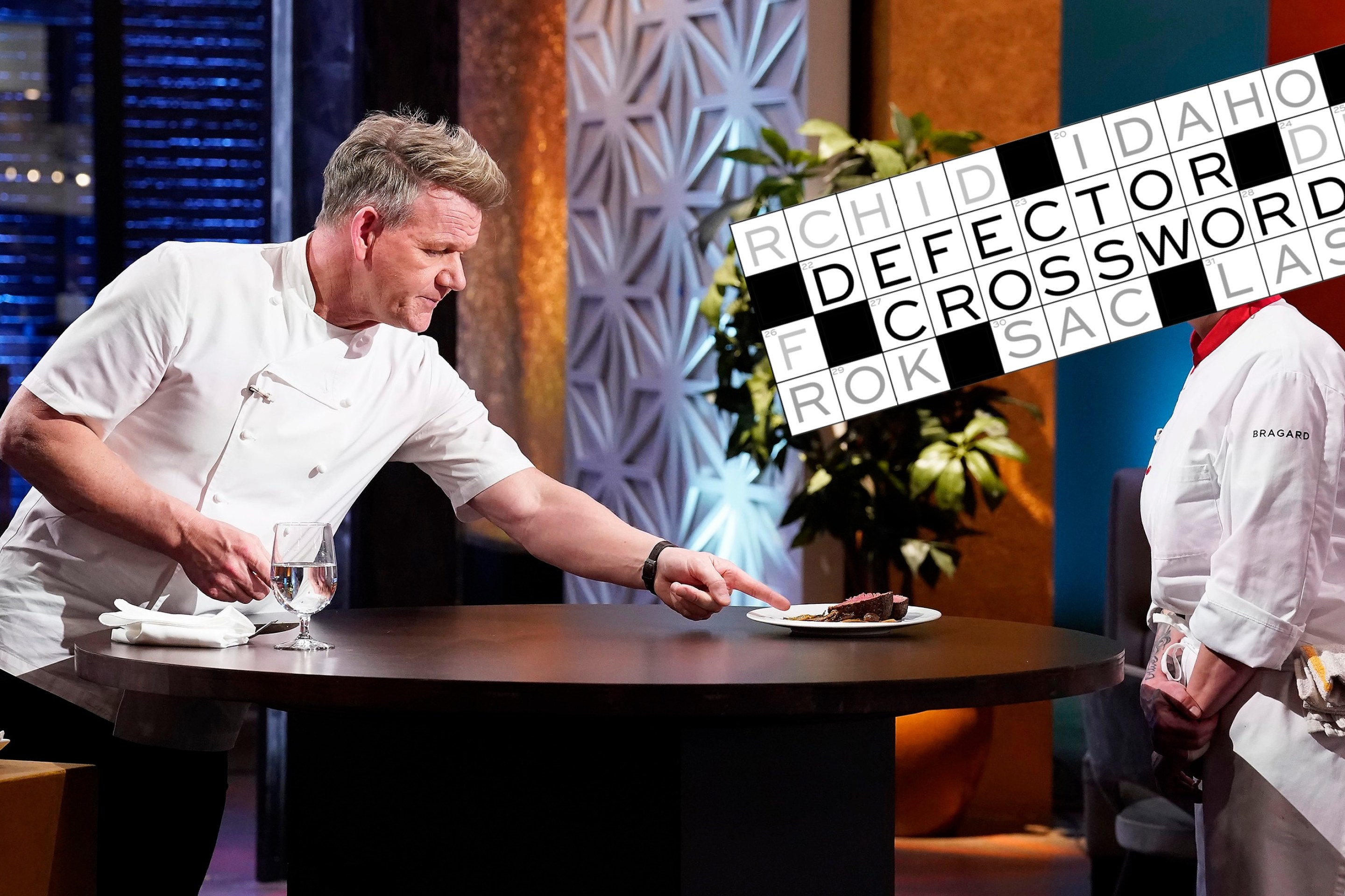 Host/chef Gordon Ramsay with contestant Sandra in the "Cooking For Life" episode of HELL'S KITCHEN