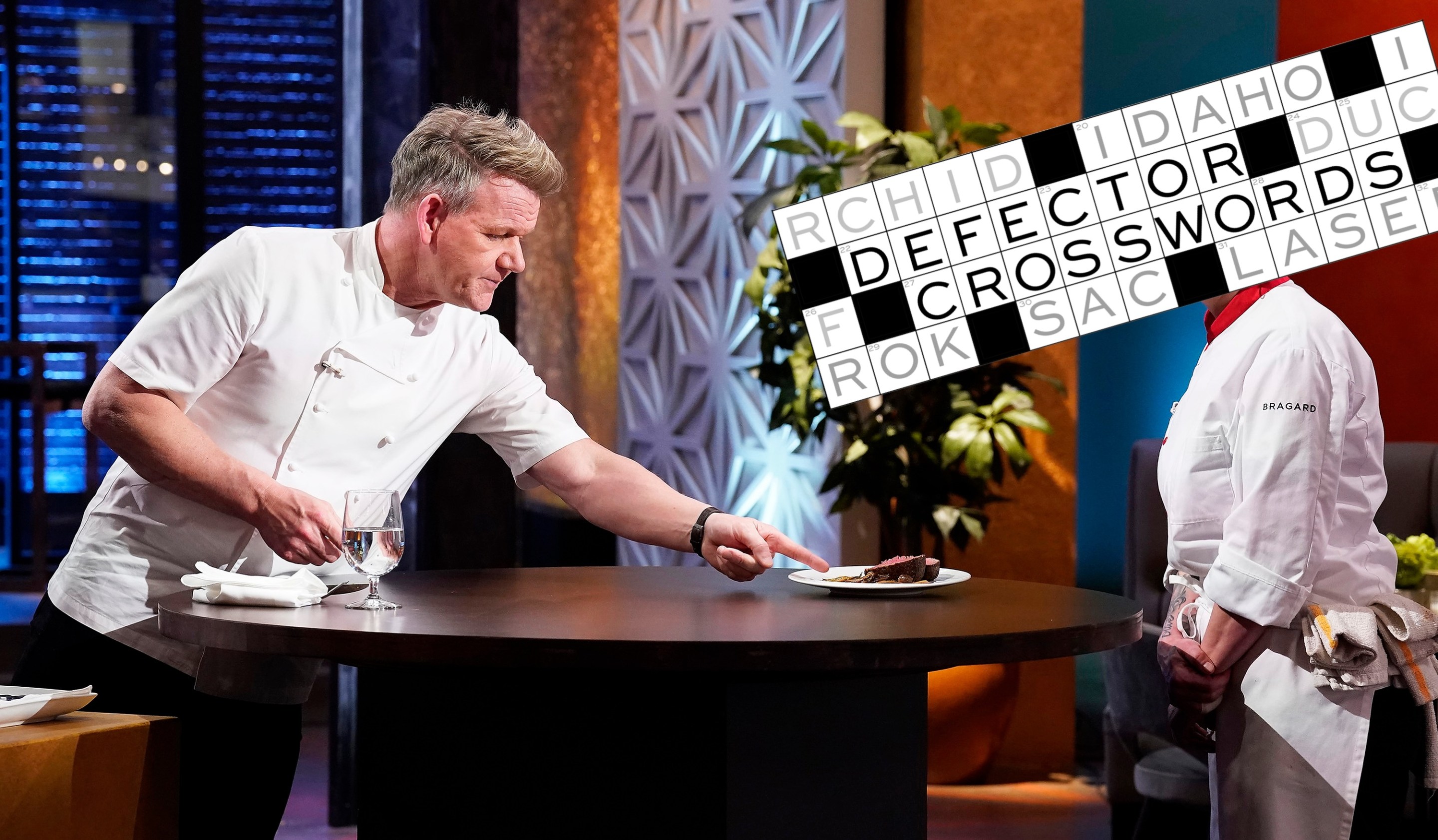 Host/chef Gordon Ramsay with contestant Sandra in the "Cooking For Life" episode of HELL'S KITCHEN