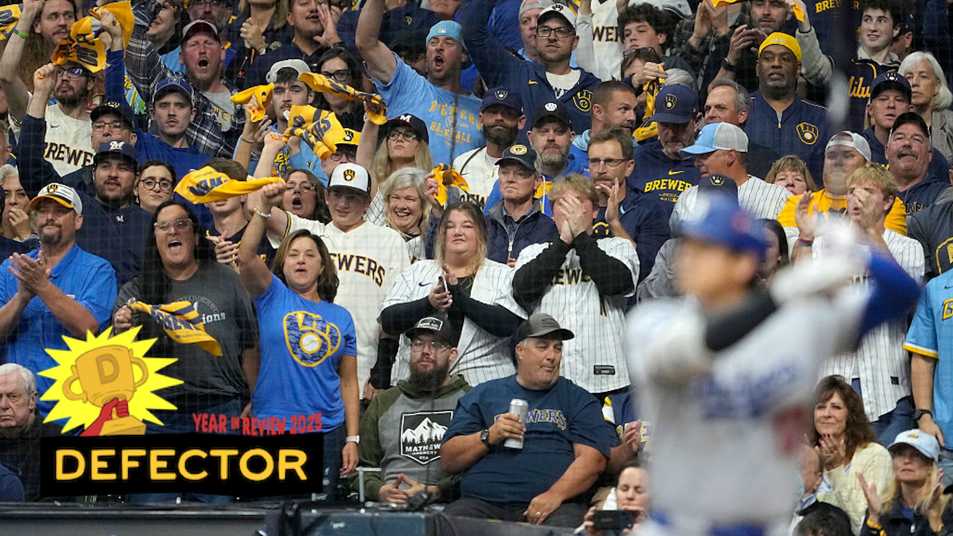 Fans cheer as Shohei Ohtani #17 of the Los Angeles Dodgers bats during the third inning against the Milwaukee Brewers in game one of the National League Championship Series at American Family Field on October 13, 2025 in Milwaukee, Wisconsin.