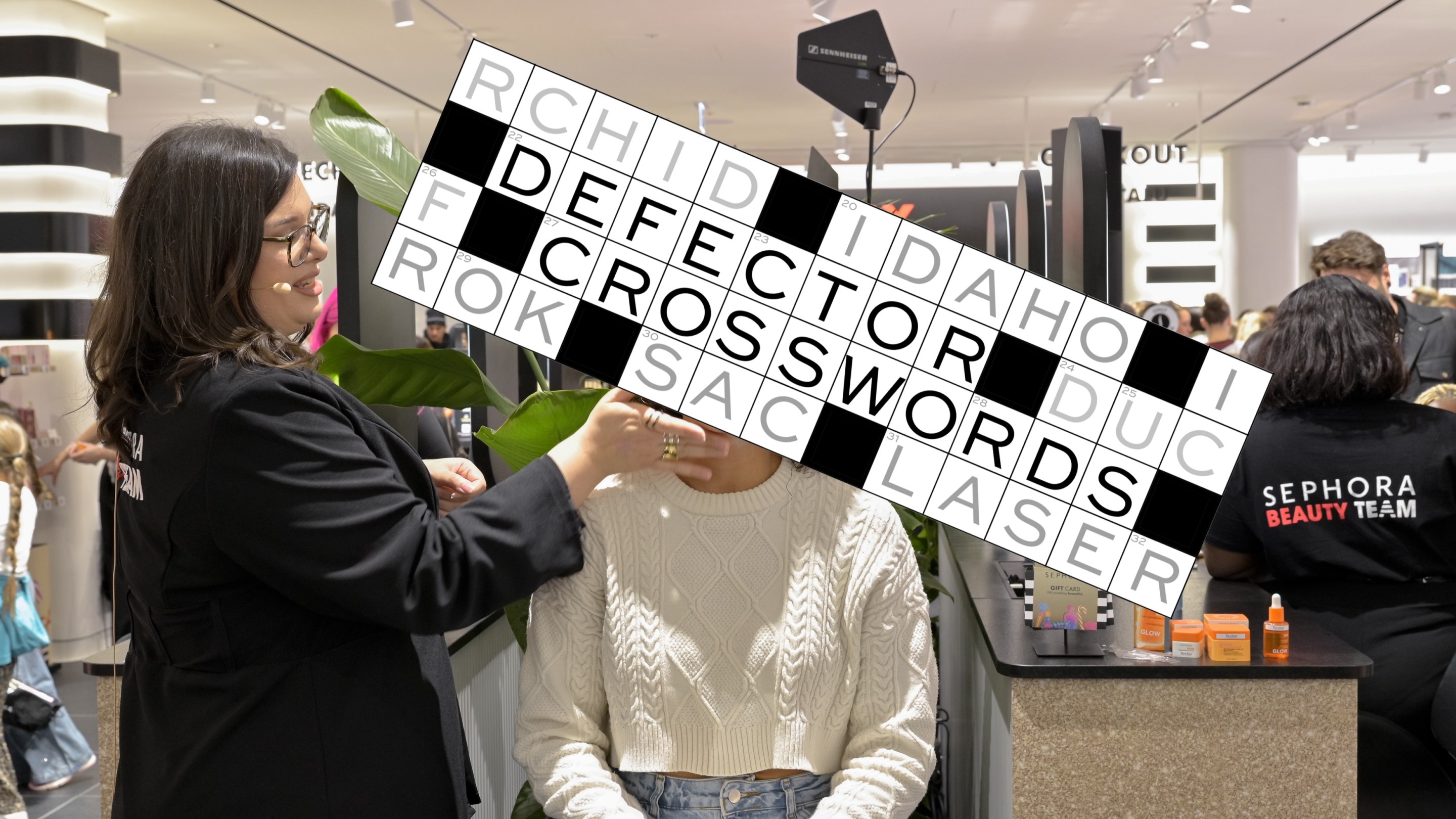 Athina Ioannidou and guest attend the Sephora Cardiff Opening on October 23, 2025 in Cardiff, Wales.