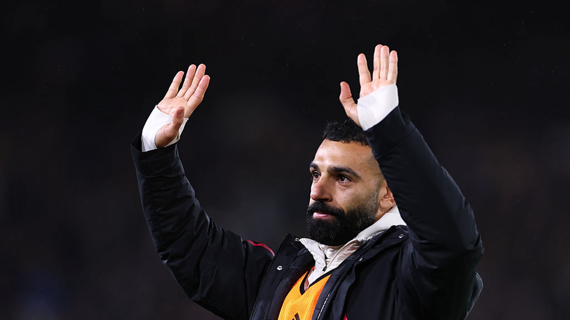 Mohamed Salah of Liverpool waves to the fans at full time during the Premier League match between Leeds United and Liverpool at Elland Road on December 6, 2025 in Leeds, England.
