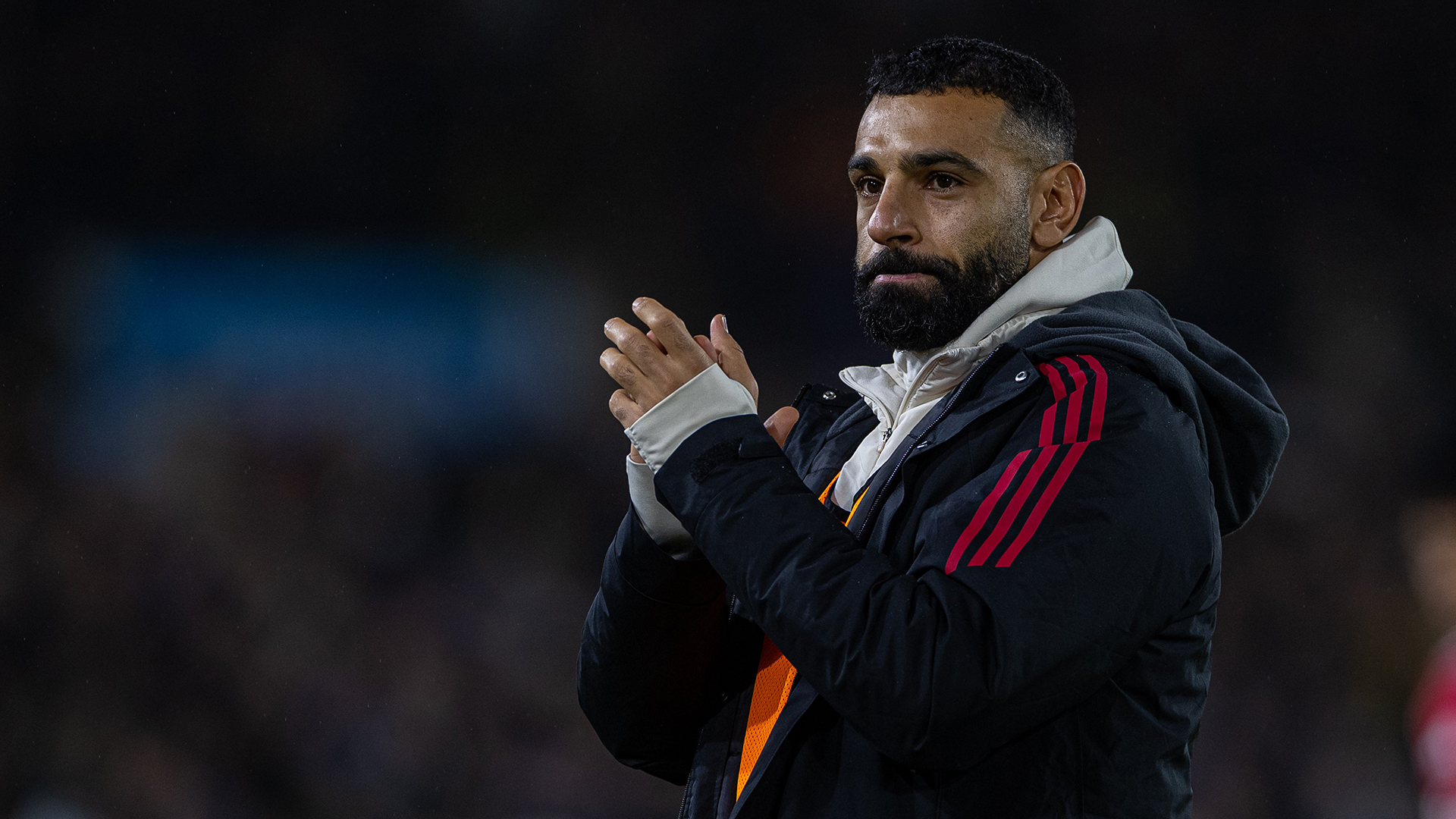 Liverpool's Mohamed Salah applauds the fans after the English Premier League match between Leeds United and Liverpool in Leeds, Britain, on Dec. 6, 2025.