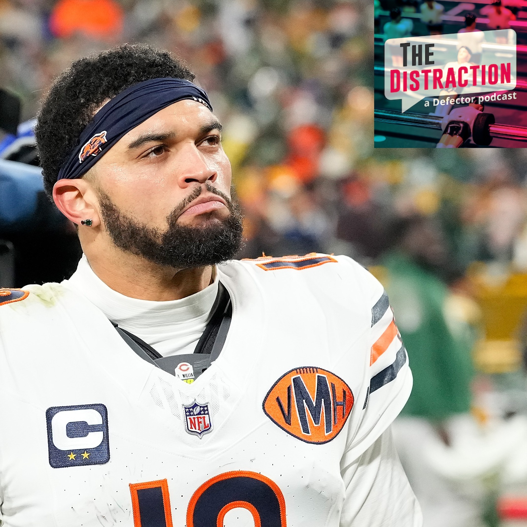 Caleb Williams of the Chicago Bears walks off the field after a loss to the Green Bay Packers at Lambeau Field on December 7, 2025 in Green Bay, Wisconsin.