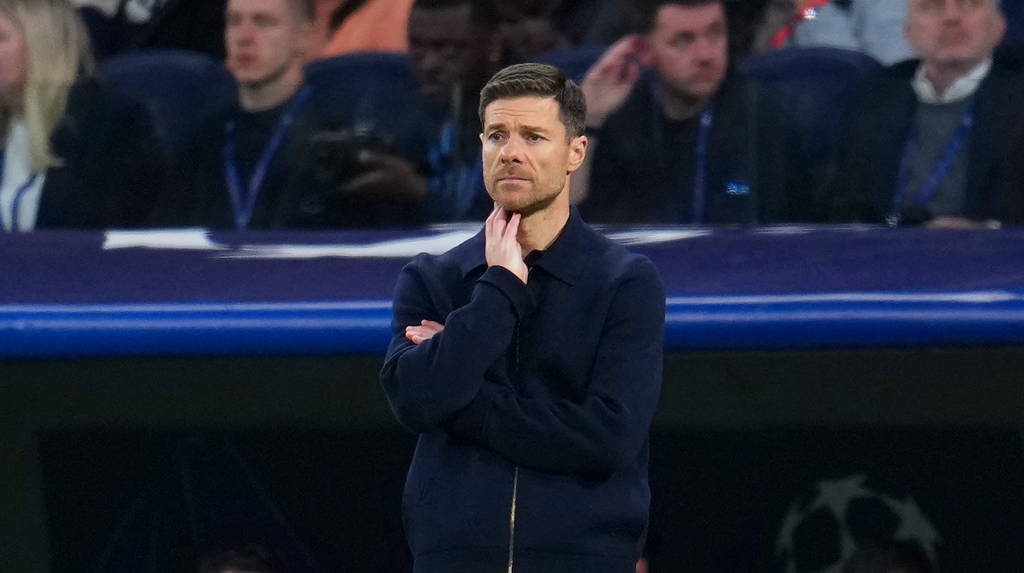 Xabi Alonso, Head Coach of Real Madrid, reacts during the UEFA Champions League 2025/26 League Phase MD6 match between Real Madrid C.F. and Manchester City at Estadio Santiago Bernabeu on December 10, 2025 in Madrid, Spain.