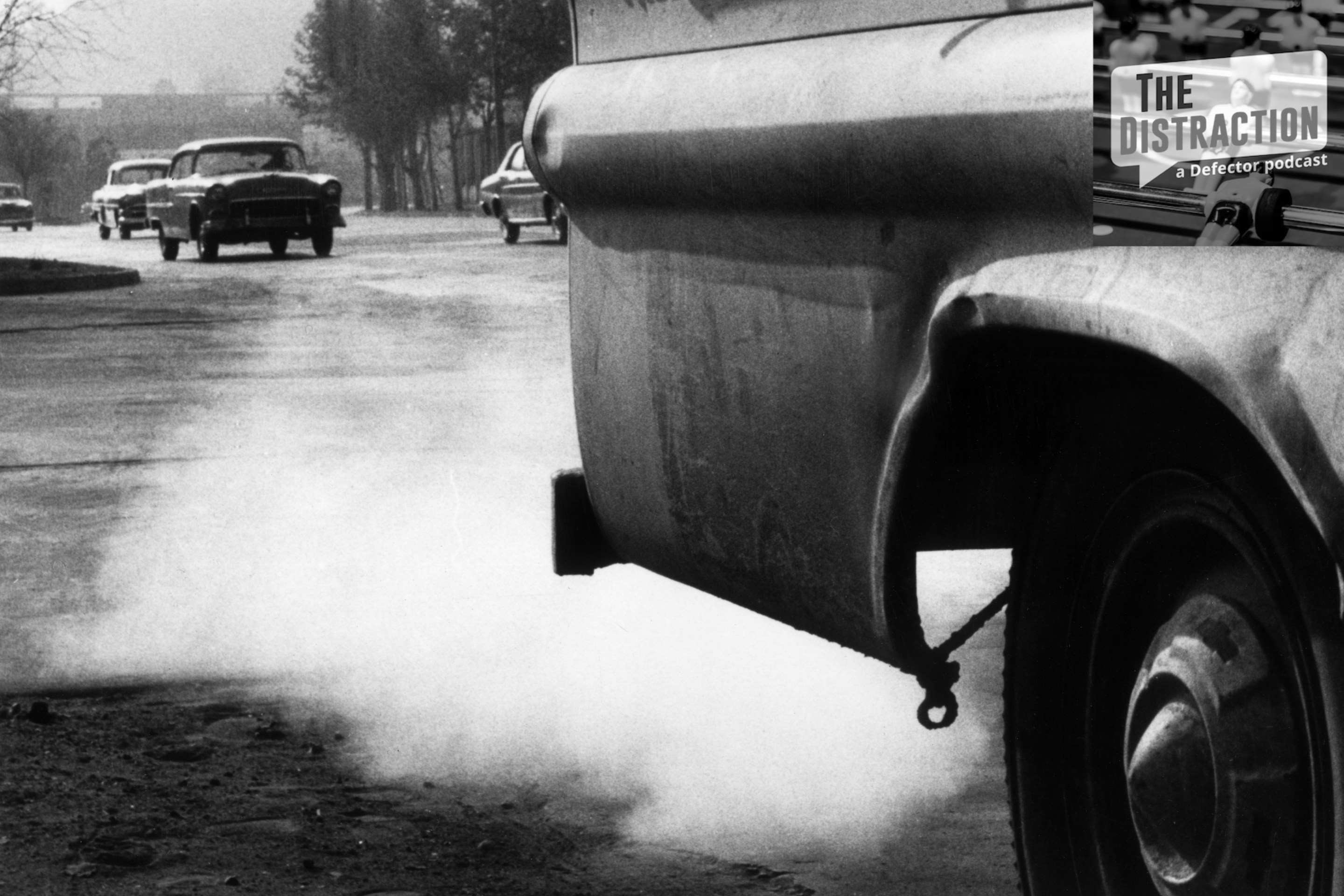 Exhaust fumes adding to the air pollution in Santiago, Chile, in 1962.