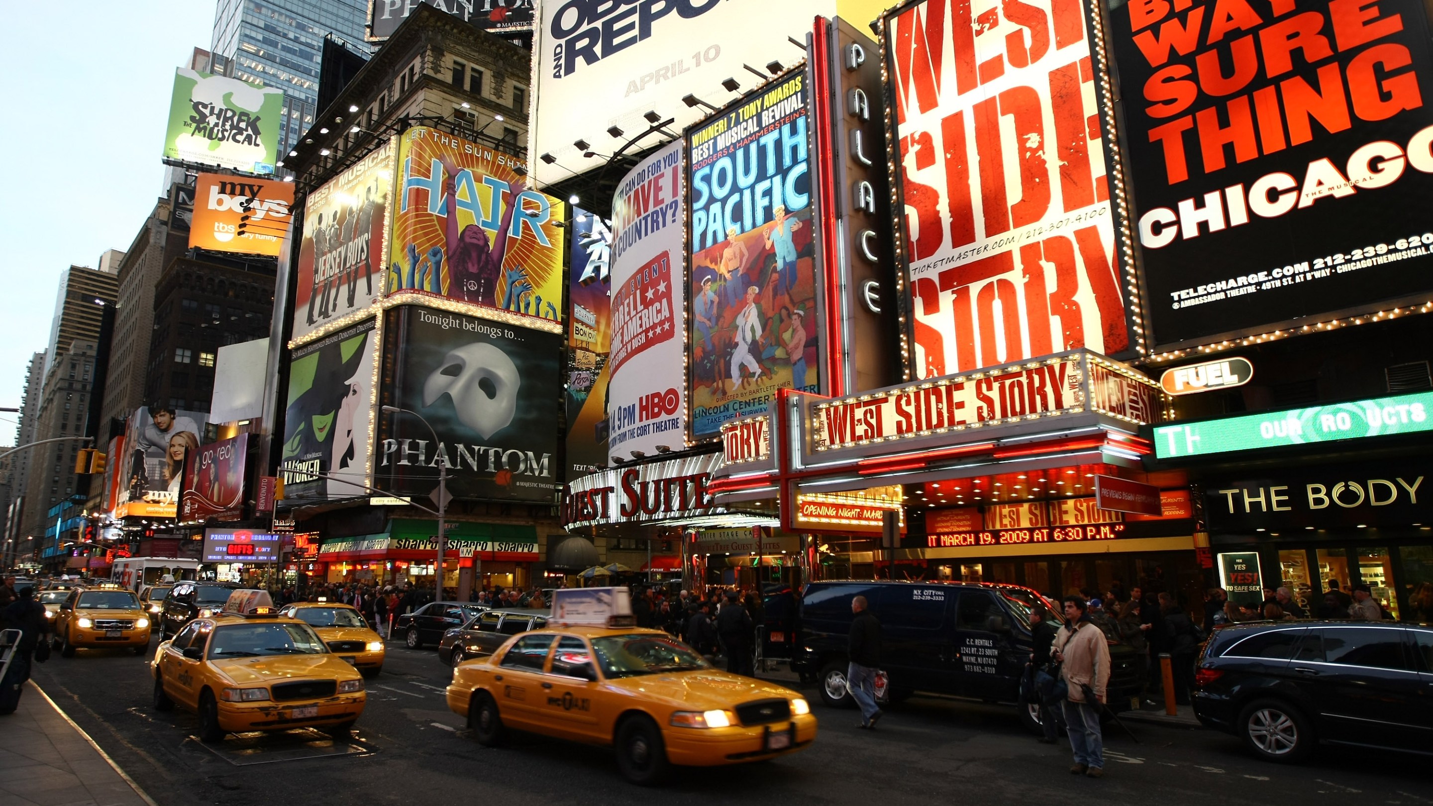 A exterior view of the Palace Theatre at the opening night of "West Side Story" on Broadway at the Palace Theatre on March 19, 2009
