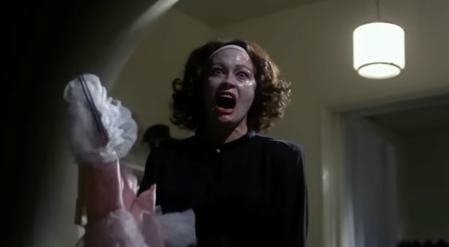 Faye Dunaway as Joan Crawford screaming "No wire hangers!" in 'Mommy Dearest' (1981).
