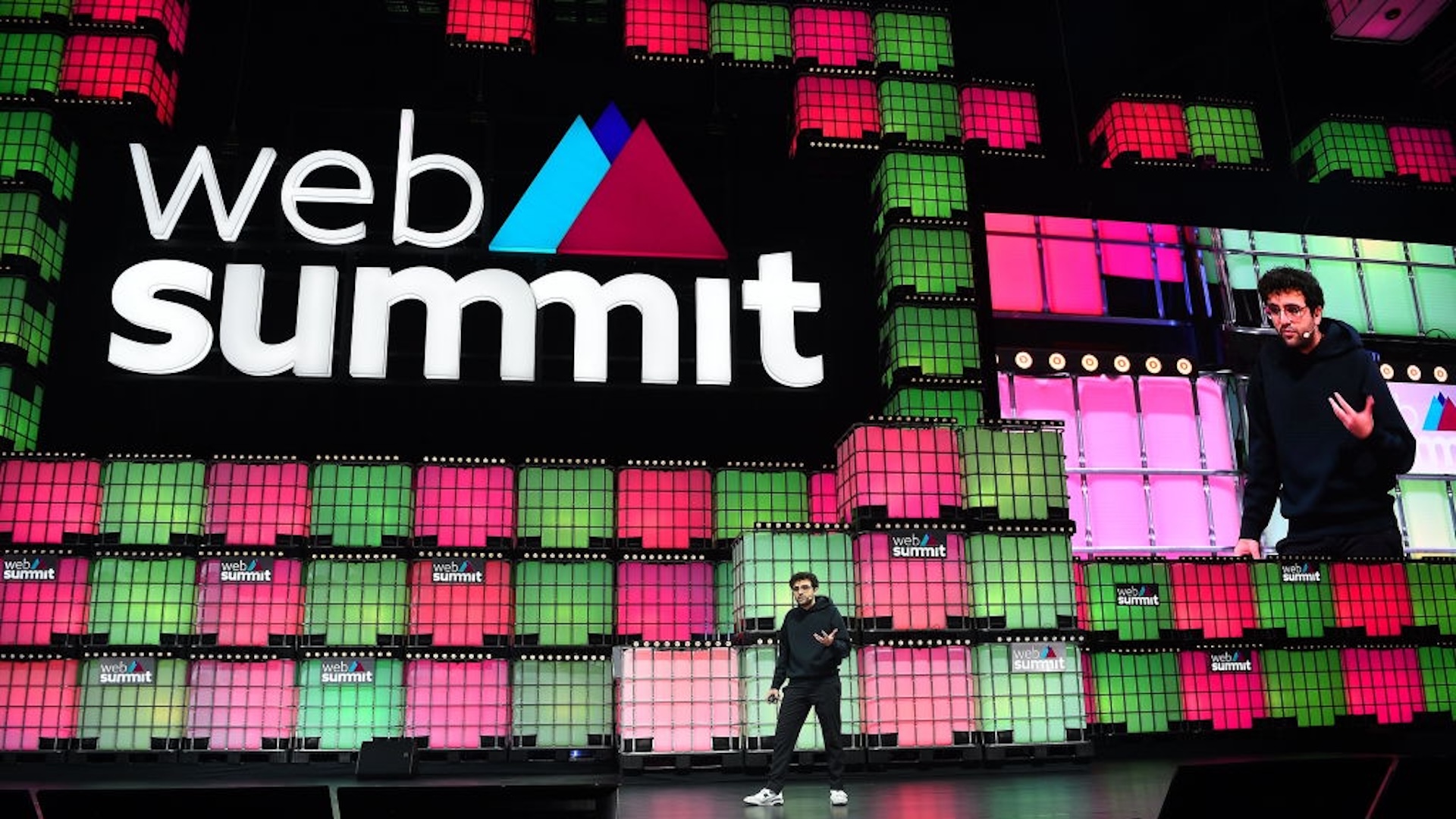 Lisbon , Portugal - 3 November 2021; Tarek Mansour, Co-founder, Kalshi on Centre Stage during day two of Web Summit 2021 at the Altice Arena in Lisbon, Portugal.