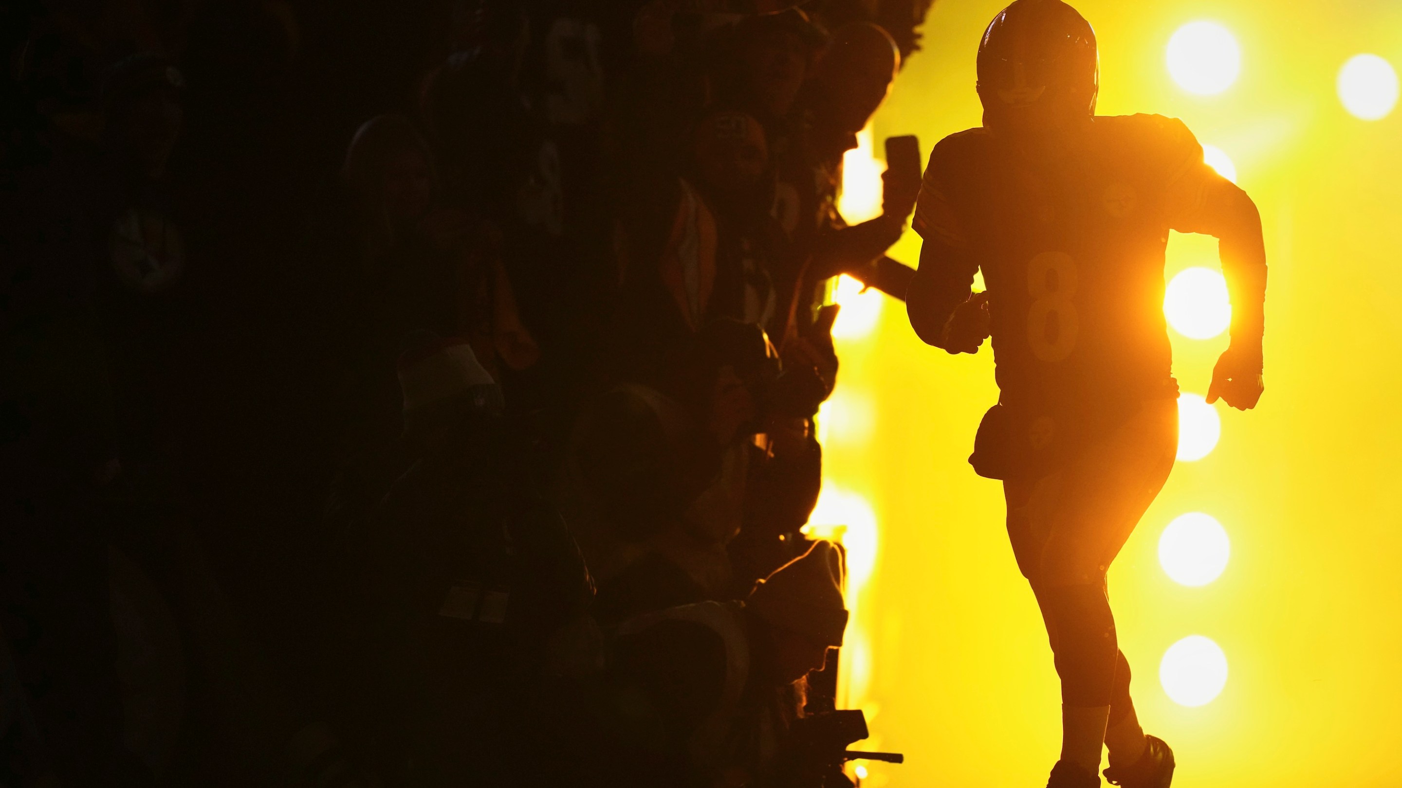 PITTSBURGH, PA - JANUARY 12: Aaron Rodgers #8 of the Pittsburgh Steelers takes the field before kickoff against the Houston Texans during an AFC Wild Card Playoff game at Acrisure Stadium on January 12, 2026 in Pittsburgh, Pennsylvania. (Photo by Cooper Neill/Getty Images)