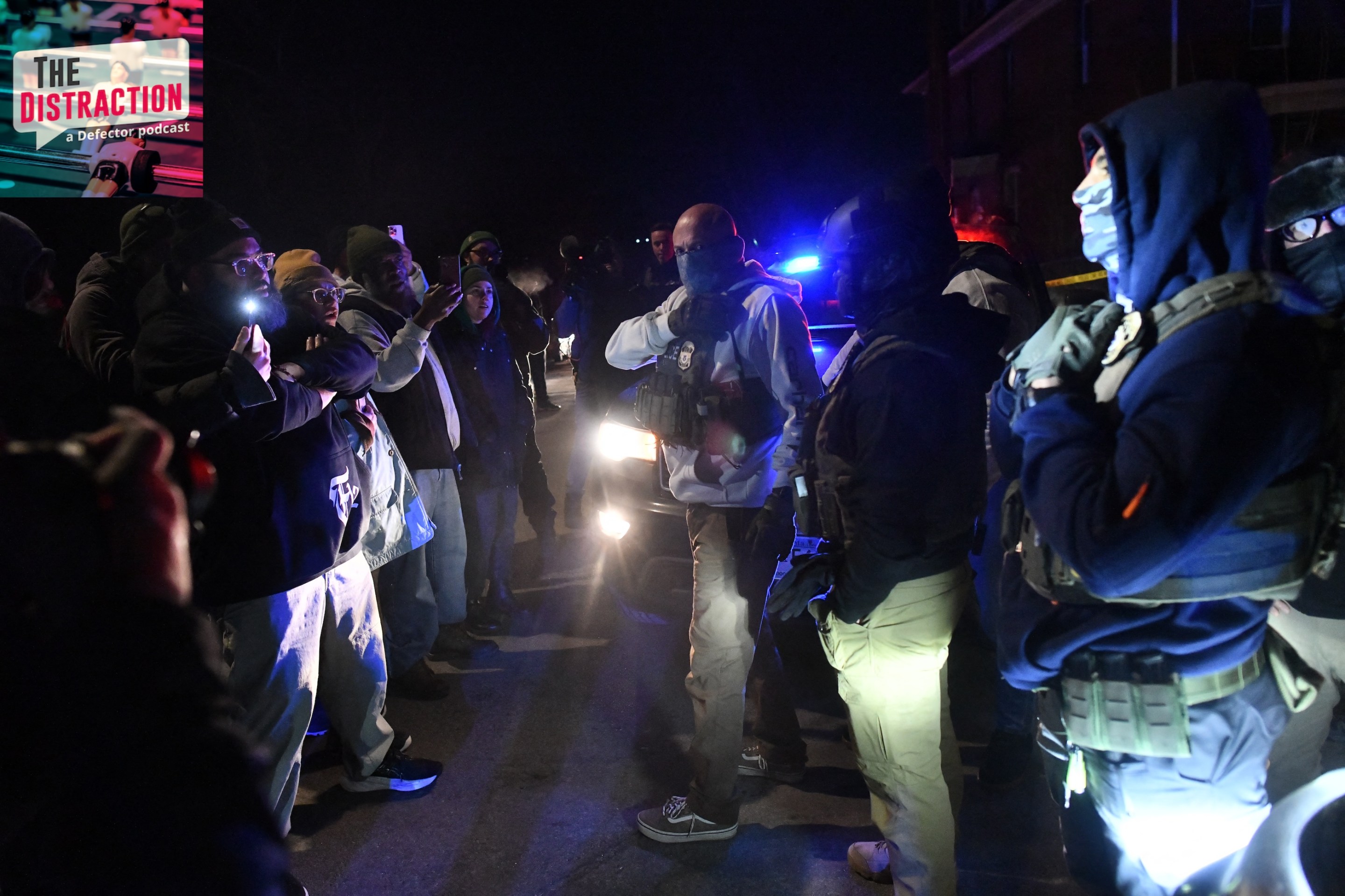 Masked ICE agents and demonstrators face off as protests broke out following the shooting of a Venezuelan man by a Immigration and Customs Enforcement (ICE) agent in Minneapolis, Minnesota, on January 14, 2026.