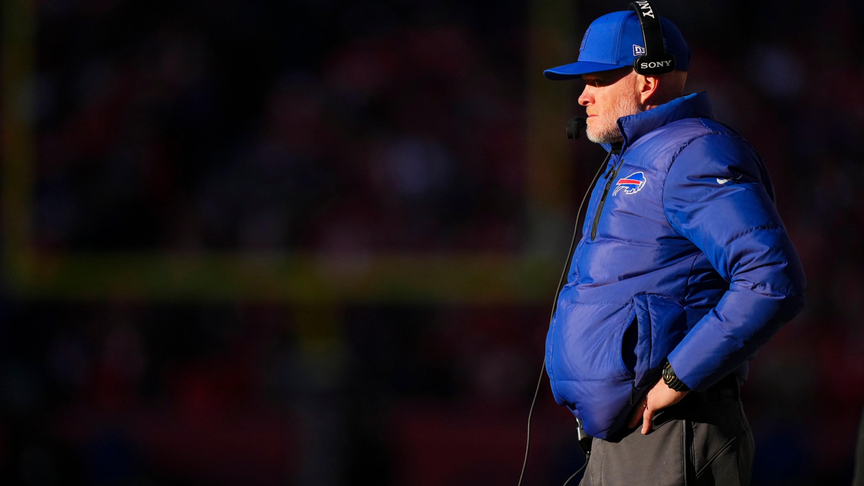 Buffalo Bills head coach Sean McDermott looks on from the sideline during an NFL divisional playoff football game against the Denver Broncos at Empower Field At Mile High on January 17, 2026 in Denver, Colorado.