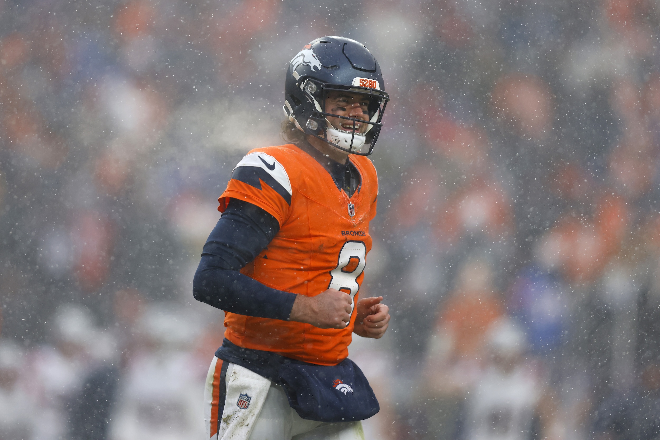 Jarrett Stidham in the snow.