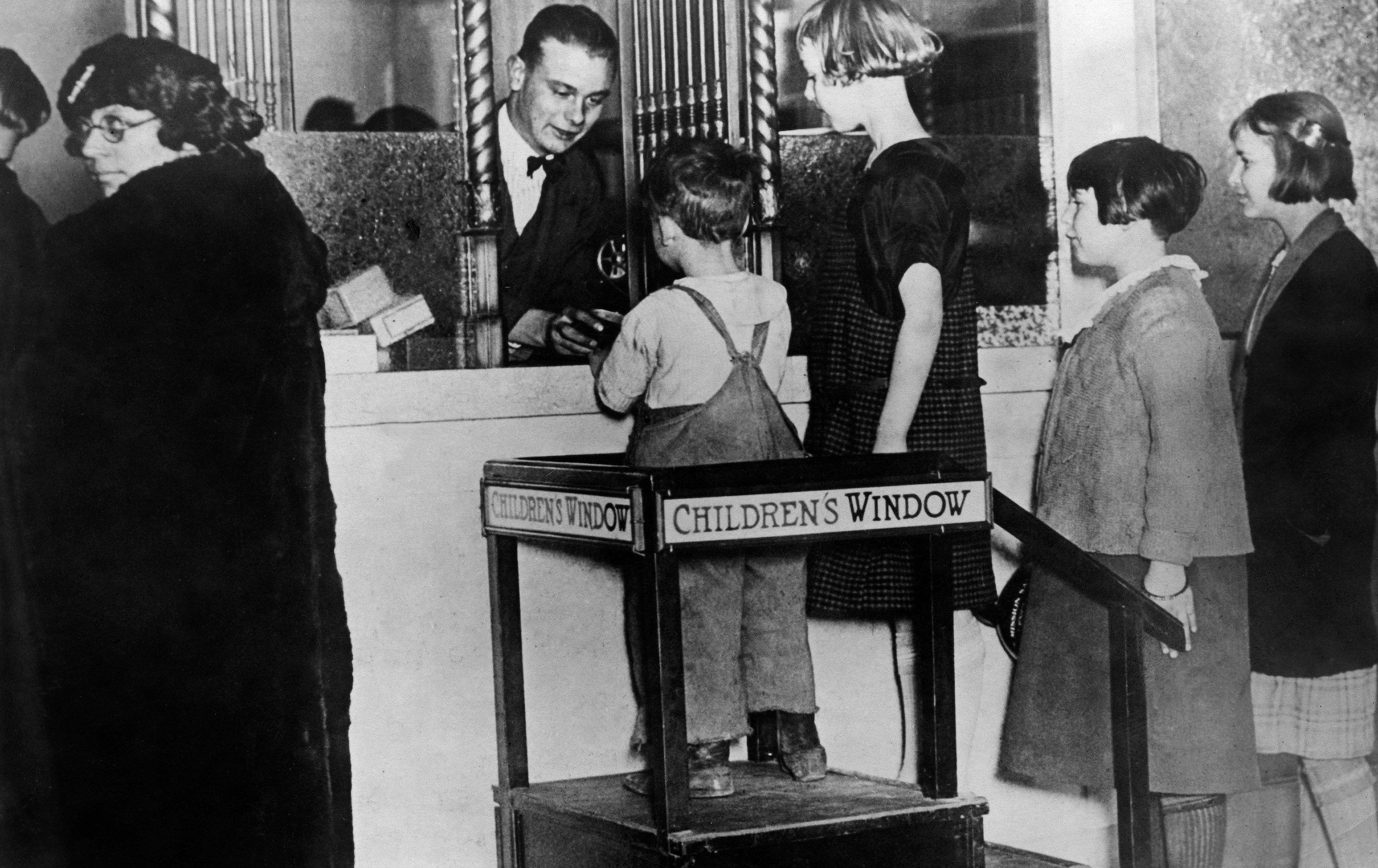 A "children's window" at a bank.