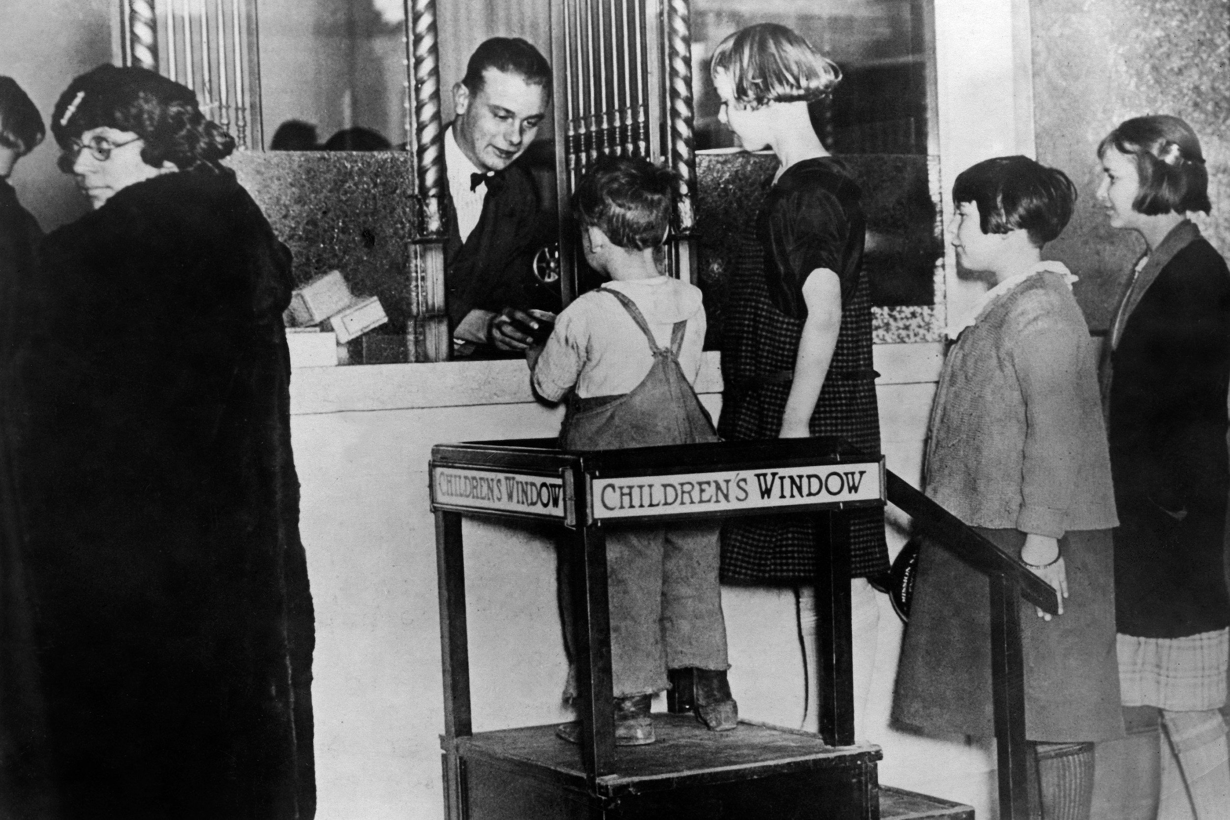 A "children's window" at a bank.
