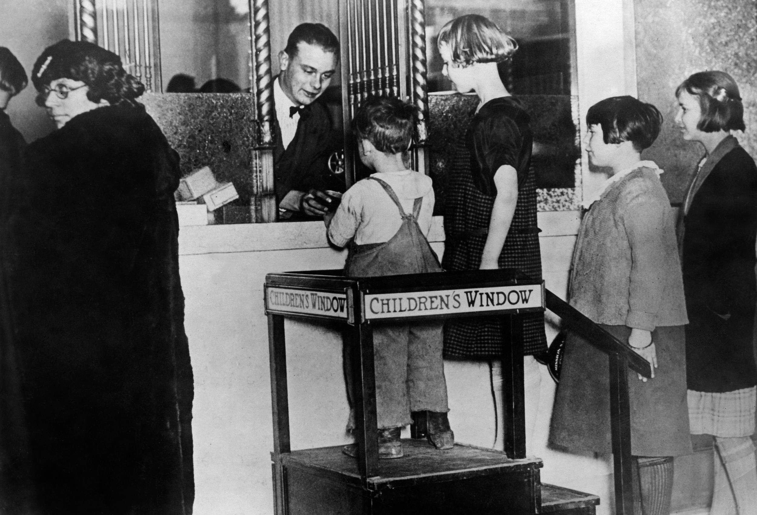 A "children's window" at a bank.