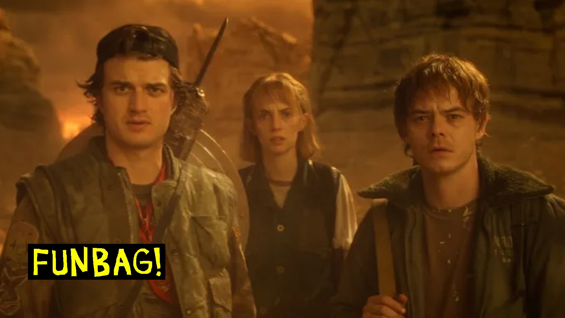 Three characters in the Stranger Things finale