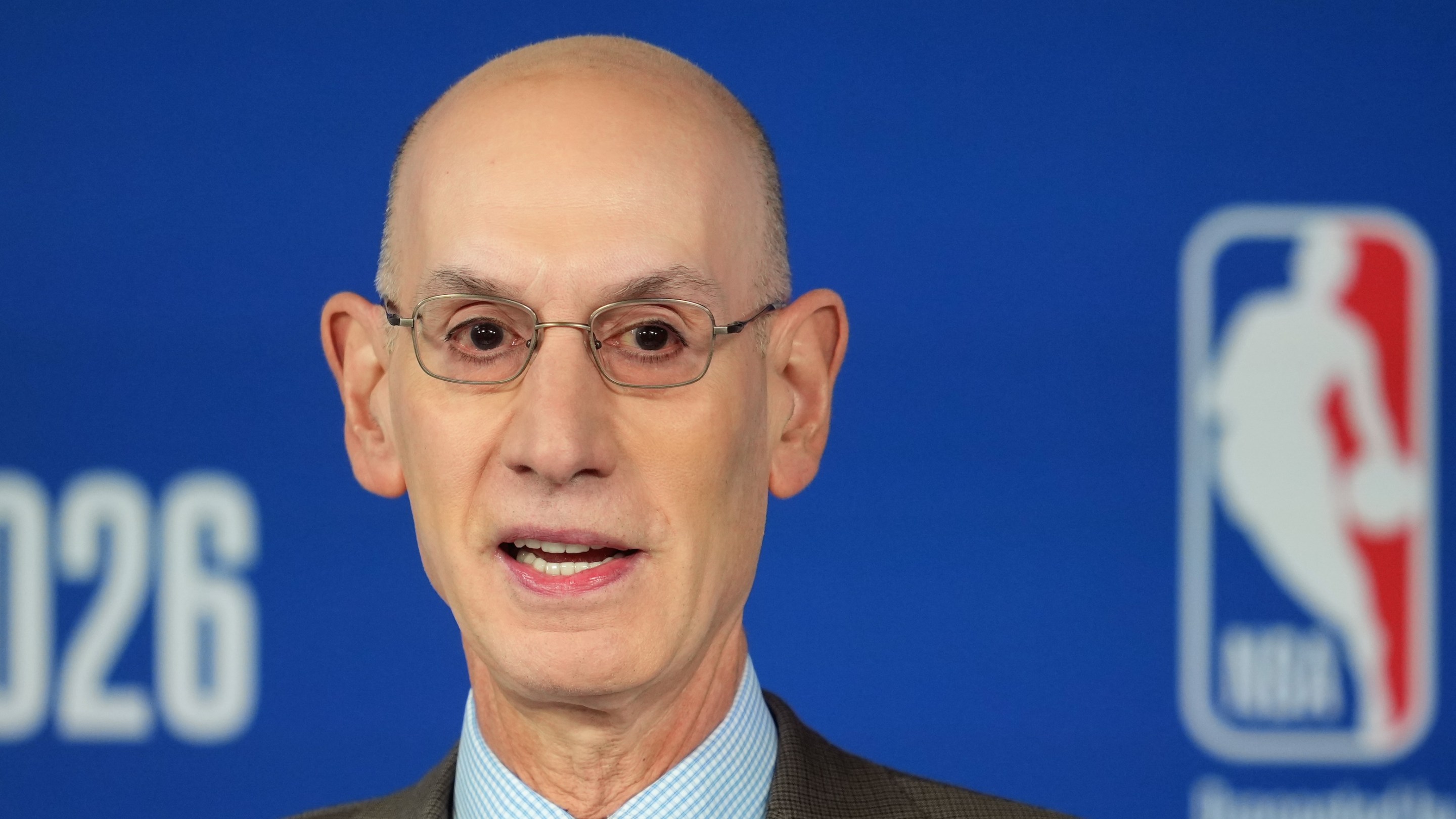 NBA commissioner Adam Silver speaks during the pre-game press conference in Berlin.