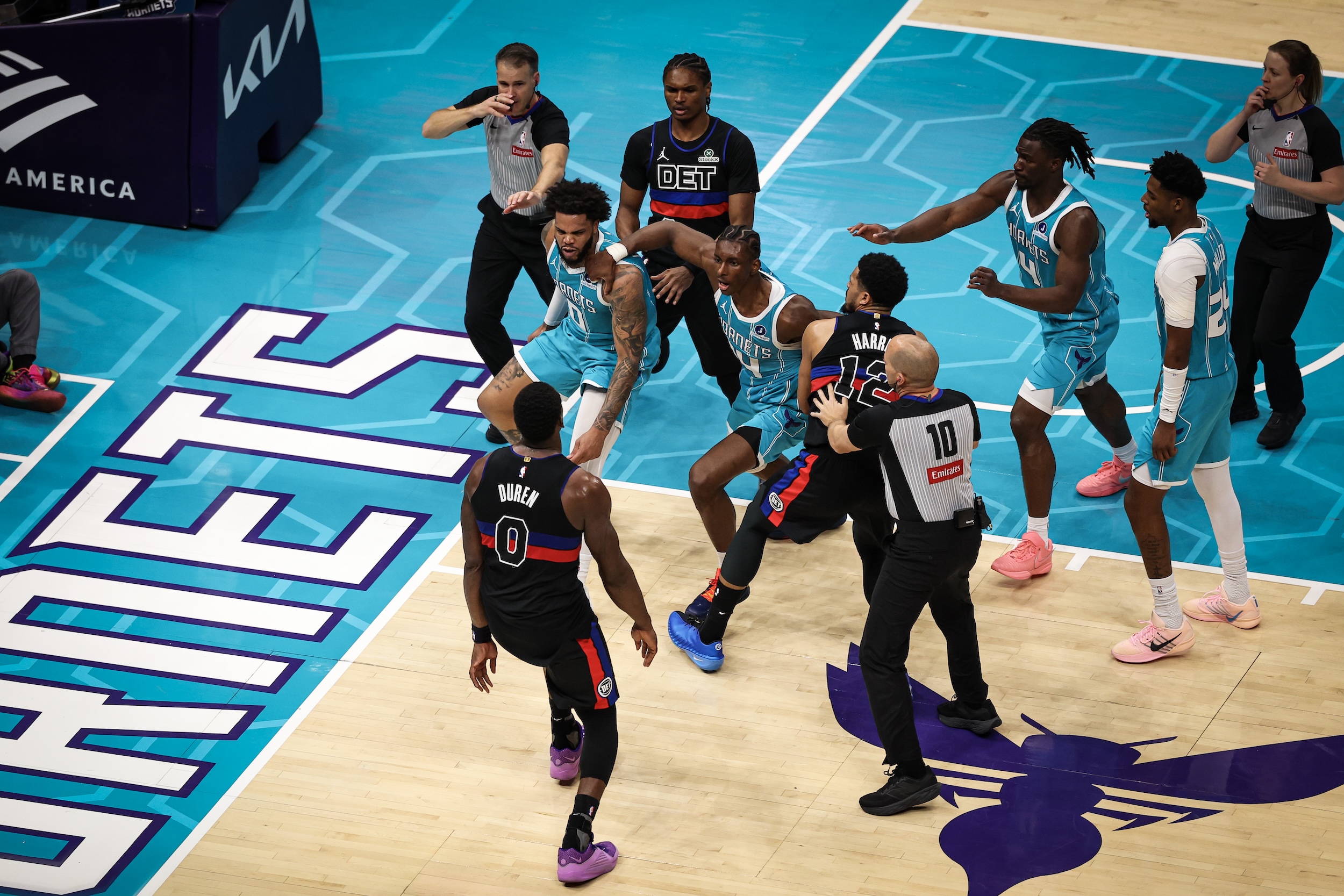 Miles Bridges, Moussa Diabate, and Jalen Duren brawl