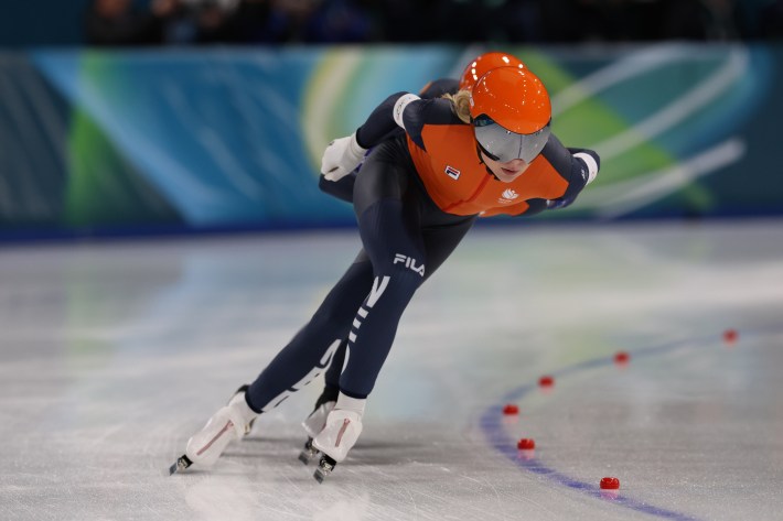 Team Holland wins the silver medal during the Speed Skating Women's Team Pursuit on day eleven of the Milano Cortina 2026 Winter Olympic Games at Milano Santagiulia Ice Hockey Arena in Milan, Italy,
