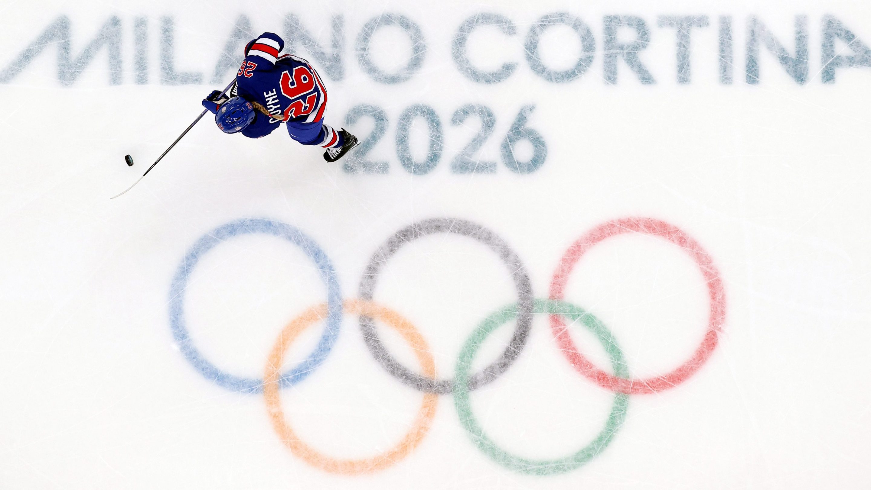 Kendall Coyne #26 of Team United States controls the puck against in the second period during the Women's Playoffs Semifinal match between United States and Sweden on Day 10 of the Milano Cortina 2026 Winter Olympic games at Milano Santagiulia Ice Hockey Arena on February 16, 2026 in Milan, Italy.