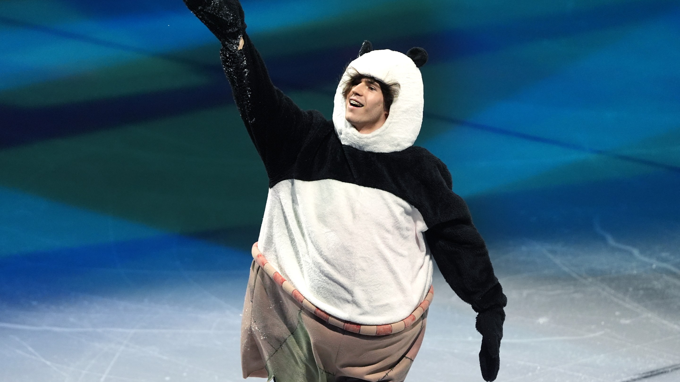 Mikhail Shaidorov in a panda suit